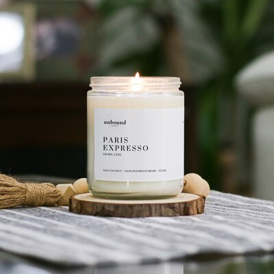 Paris Expresso Scented Candle | Coffee Candle | 7.5oz Coconut Soy Candle | France Candle | Jasmine Candle | Scented Soy Candle | Handmade - image1